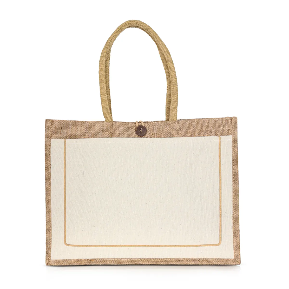 Jute Canvas Natural Rope Line Pocket 43 W x 33 H x 15 G cm