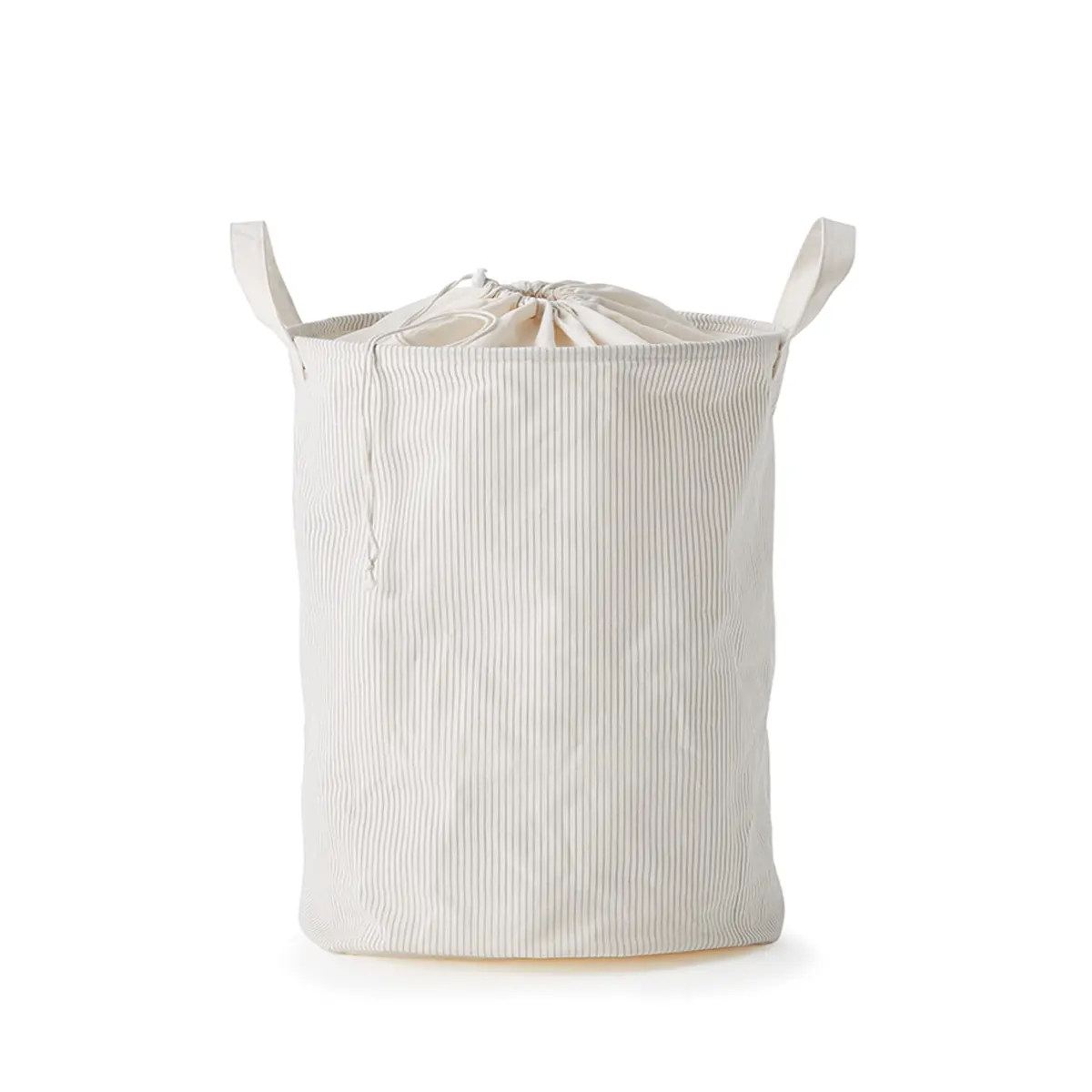 Striped Fabric Laundry Bag with Drawstring and Handles